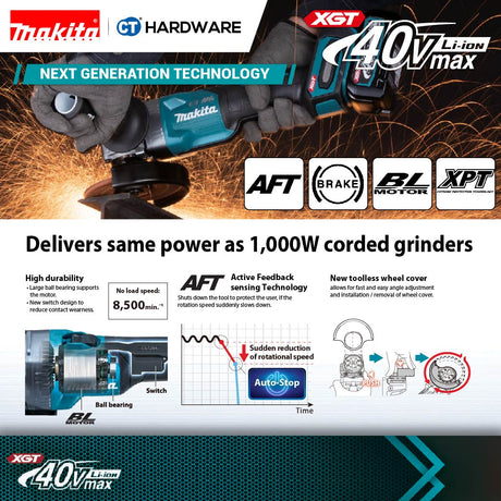 Makita GA036GZ XGT 40Vmax Cordless Brushless Angle Grinder 6" 150mm (Body Only)