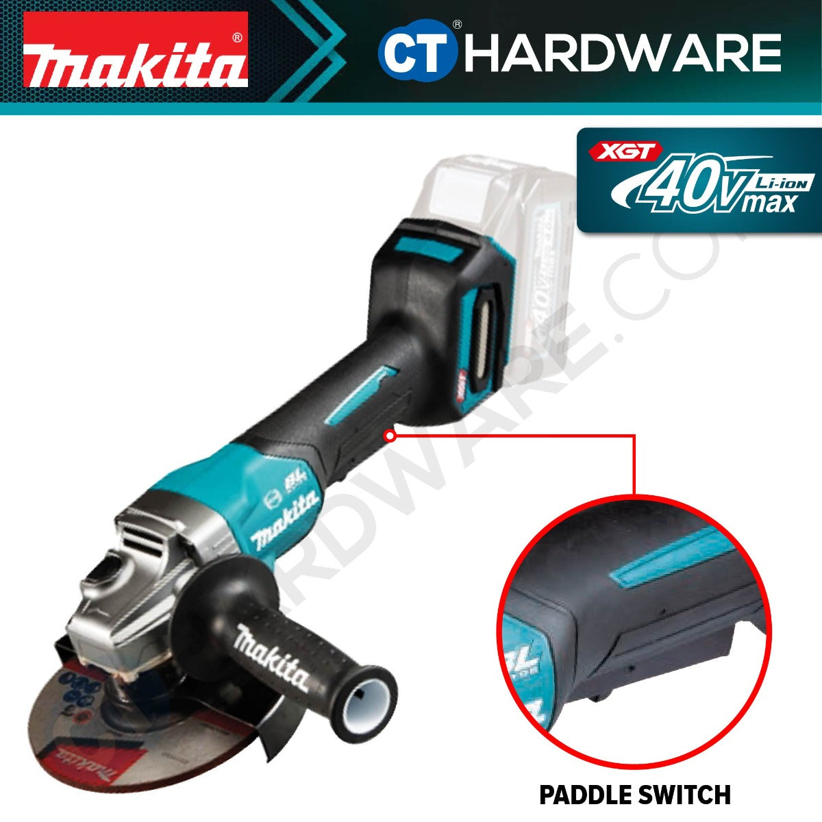 MAKITA GA036GZ CORDLESS ANGLE GRINDER 6" 40V 8500RPM WITHOUT BATTERY & CHARGER ( SOLO )