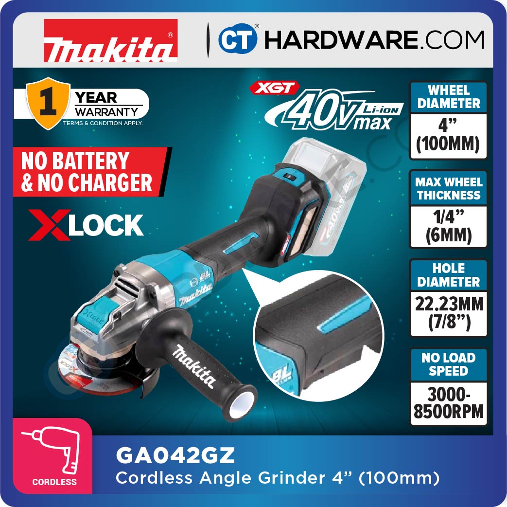 MAKITA GA042GM201 | GA042GD201 | GA042GZ CORDLESS ANGLE GRINDER 40V | 100MM (4") [ GA042G ]
