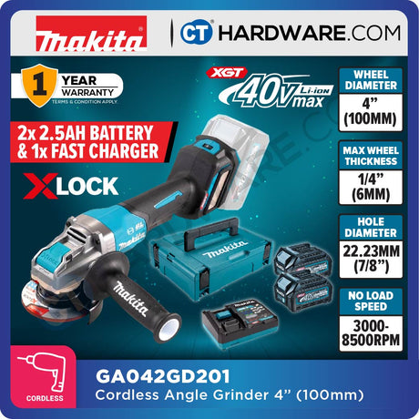 MAKITA GA042GM201 | GA042GD201 | GA042GZ CORDLESS ANGLE GRINDER 40V | 100MM (4") [ GA042G ]