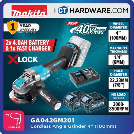 MAKITA GA042GM201 | GA042GD201 | GA042GZ CORDLESS ANGLE GRINDER 40V | 100MM (4") [ GA042G ]