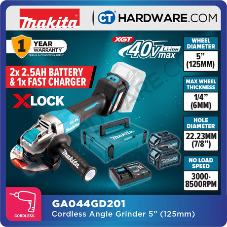 MAKITA GA044GM201 | GA044GD201 | GA044GZ CORDLESS ANGLE GRINDER 40V | 125MM (5") [ GA044G ]