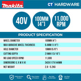 MAKITA GA048GZ CORDLESS ANGLE GRINDER 40V | 100mm (4") | 11000RPM WITHOUT BATTERY & CHARGER [ SOLO ]