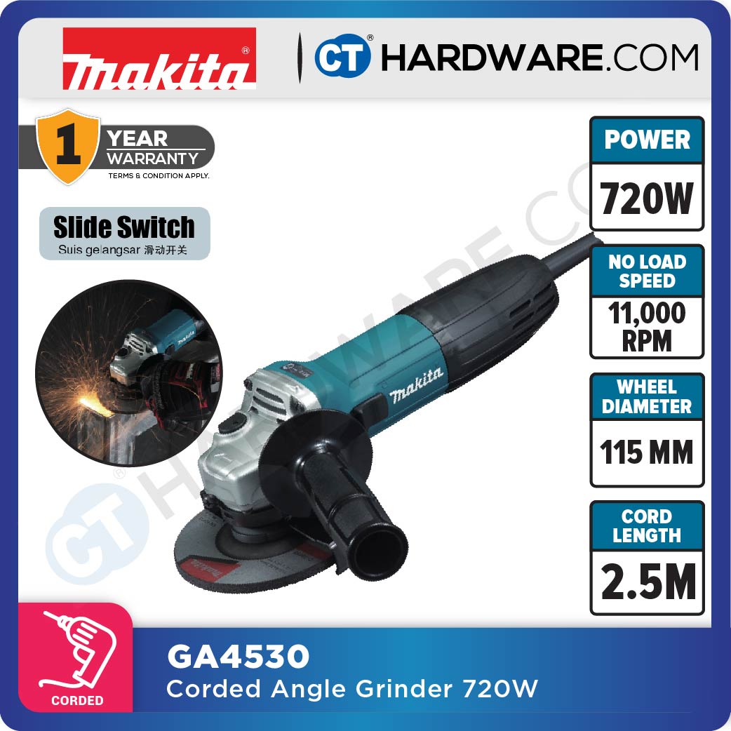 MAKITA GA4530 ANGLE GRINDER 4-1/2" 115MM 720W 11000RPM
