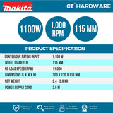 MAKITA GA4540 115MM (4½") 1,100W ANGLE GRINDER