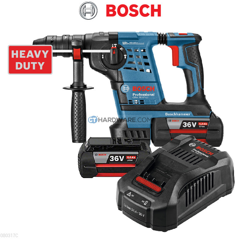 Bosch GBH36V-LI PLUS C/W 2 x 4.0Ah Battery AL 3680 CV Charger