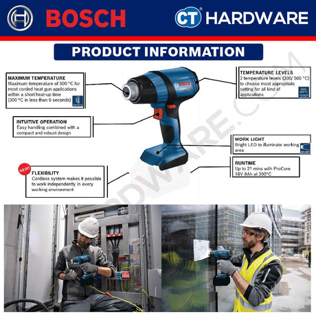 BOSCH GHG 18V-50 PROFESSIONAL CORDLESS HEAT GUN 18V | 300-500 TEMPERATURE [ GHG18V50 ]