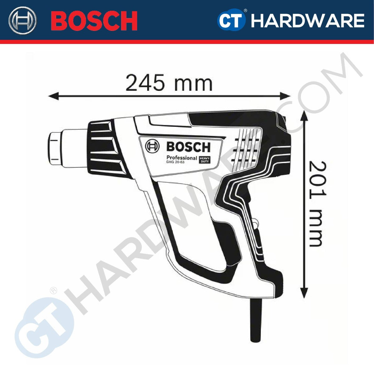 BOSCH GHG 20-63 KIT PROFESSIONAL CORDED HEAT GUN 2000W [ GHG2063 ]