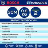 BOSCH GLL 3-80 CG PROFESSIONAL LINE LASER #1H2V | 30M/120M WITH LR7 RECEIVER  |  0601063U80 | SINGLE UNIT | GREEN LINE [ GLL380CG ]