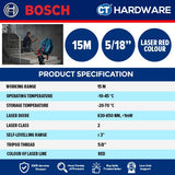 BOSCH GLL 5-50 X PROFESSIONAL CROSS LINE LASER 15M COME WITH BT150 TRIPOD [ GLL550X + BT150 | 0601063N81 ]