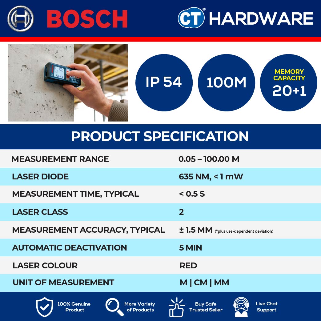 BOSCH GLM10025C DIGITAL RANGERFINDER 100M 0601072YK0