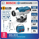 BOSCH GOL 26 D PROFESSIONAL OPTICAL LEVEL MAX 100M | IP 54 |  ± 1.6 MM at 30 M | 26 x [ GOL26D ]