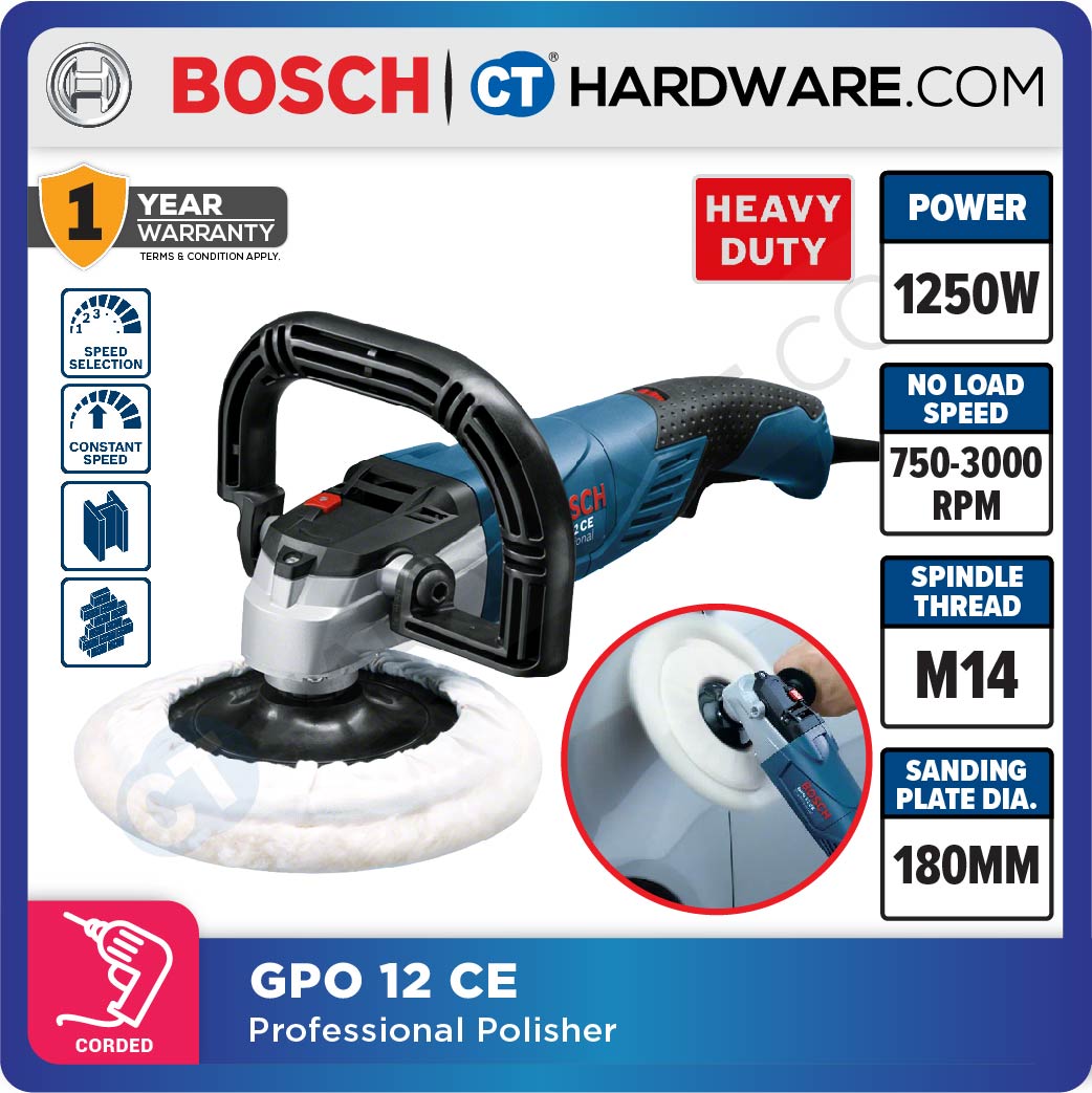 BOSCH GPO 12 CE PROFESSIONAL CORDED POLISHER 180mm (7") |1250W | M14 [ GPO12CE ]