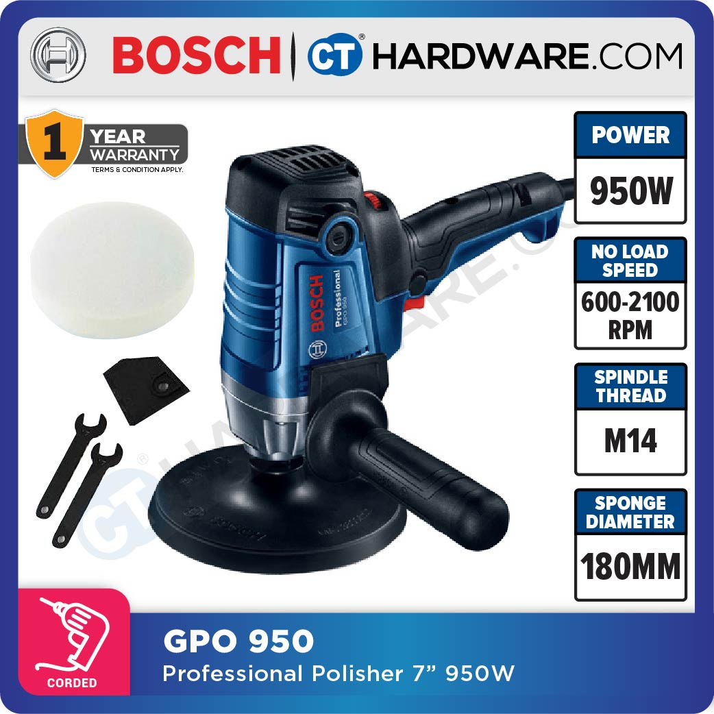 BOSCH GPO 950 PROFESSIONAL CORDED POLISHER 180mm (7") | 950W | 2100 RPM [ GPO950 ]