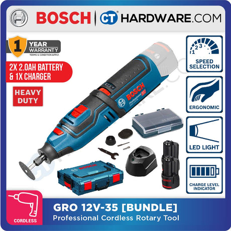 Bosch GRO 12V-35 Professional Cordless Rotary Tool 12V | SOLO | 1-Battery | 2-Battery [06019C50K1 | GRO12V35SOLO]