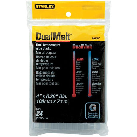 STANLEY GS10DT DUAL TEMP GLUE STICK 100 X 7.1MM / 4" X 0.28" ( WHITE ) X 24PC ( FOR 69GR15B/ 69GR10B )