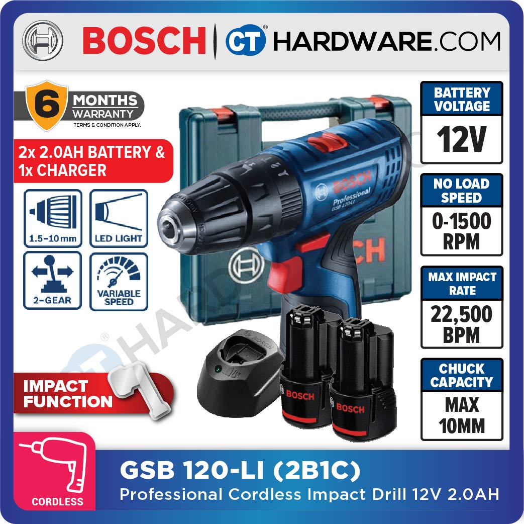 BOSCH GSB 120-LI (GEN 2) PROFESSIONAL CORDLESS IMPACT DRILL 12V [ GSB120LI ]