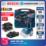 BOSCH GSB 18V-50 BRUSHLESS CORDLESS IMPACT  DRILL 18V | 2.0AH | 420-1600RPM | 30/17NM [ 06019H51L0 | GSB18V50 ]