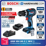 BOSCH GSB 18V-90 C CORDLESS BRUSHLESS IMPACT DRILL DRIVER 18V | 1.5-13 MM | 630-2100 RPM | 64/36 NM [ GSB18V90C ]