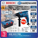 Bosch GSB 600 FBK Professional Corded Impact Drill Fisherman Box Kit [ 06011A03L2 ] Impak Drill Wayar [ GSB600FBK ]