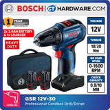 BOSCH GSR 12V-30 CORDLESS  BRUSHLESS DRILL/DRIVER 12V | 420-1600RPM | 06019G90L1 COME WITH 2x BATTERY & 1x CHARGER [ GSR12V30SET ]