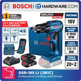 BOSCH GSR185LI / BRUSHLESS CORDLESS DRILL DRIVER 18V LI-ION 06019K30L2 [ YEAR END SALES ]