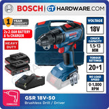 Bosch GSR 18V-50 BRUSHLESS CORDLESS DRILL 18V | 420-1600RPM | 30/17NM [ 06019H50L0 | GSR18V50 ]