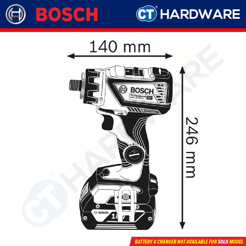 BOSCH GSR 18V-60 FC SOLO Professional Cordless Brushless Drill/Driver 18V FlexiClick 5-in-1 System [06019G71L0 | GSR18V60FCSOLO]