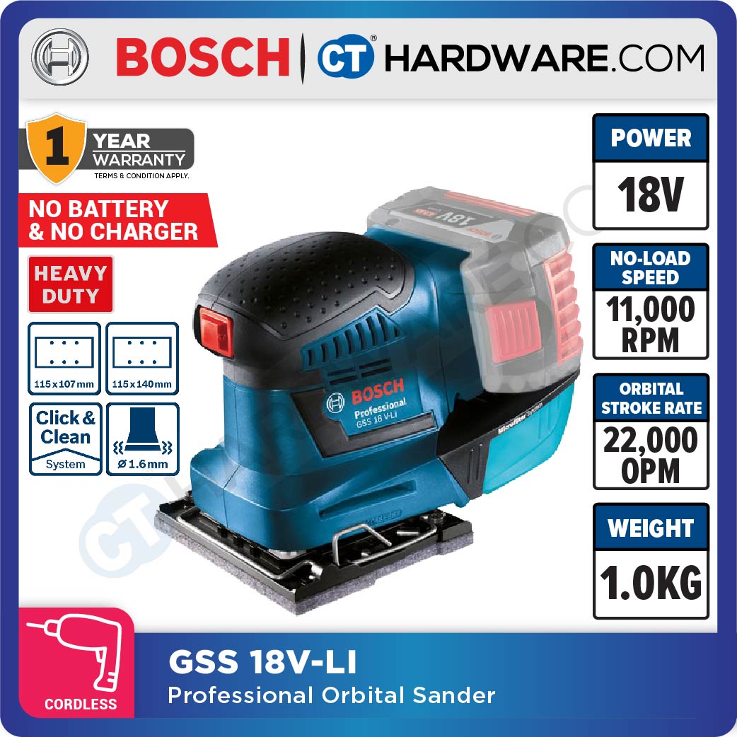 BOSCH GSS 18V-LI SOLO Professional Cordless Orbital Sander 18V [06019D02L0 | GSS18VLISOLO]