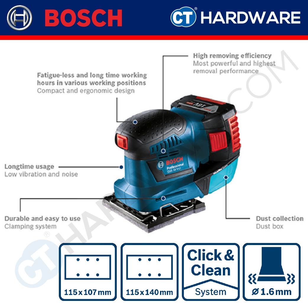 BOSCH GSS 18V-LI SOLO Professional Cordless Orbital Sander 18V [06019D02L0 | GSS18VLISOLO]