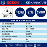 BOSCH GTS 10 J PROFESSIONAL CORDED TABLE SAW 254MM (10") COME WITH GTA 600 PROFESSIONAL SAW STAND [ GTS10JGTA600 ]