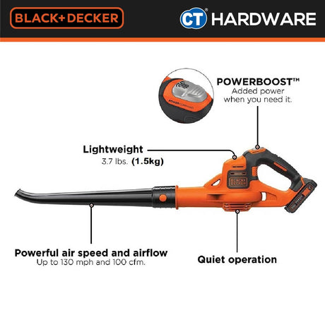 Black & Decker GWC1820PCF POWERCOMMAND™ Boost Leaf Blower 18V (20V Max) Incl. 2.0Ah Battery & Charger