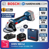 BOSCH GWS180LI4AH CORDLESS BRUSHLESS GRINDER 18V C/W 2PC X 4.0AH BATT 1 CHARGER 18V-40 ( 06019H90L1 )