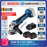 BOSCH GWS 18V-10 CORDLESS BRUSHLESS ANGLE GRINDER 4" | 18V | 06019J40L1 [ GWS18V10 ]