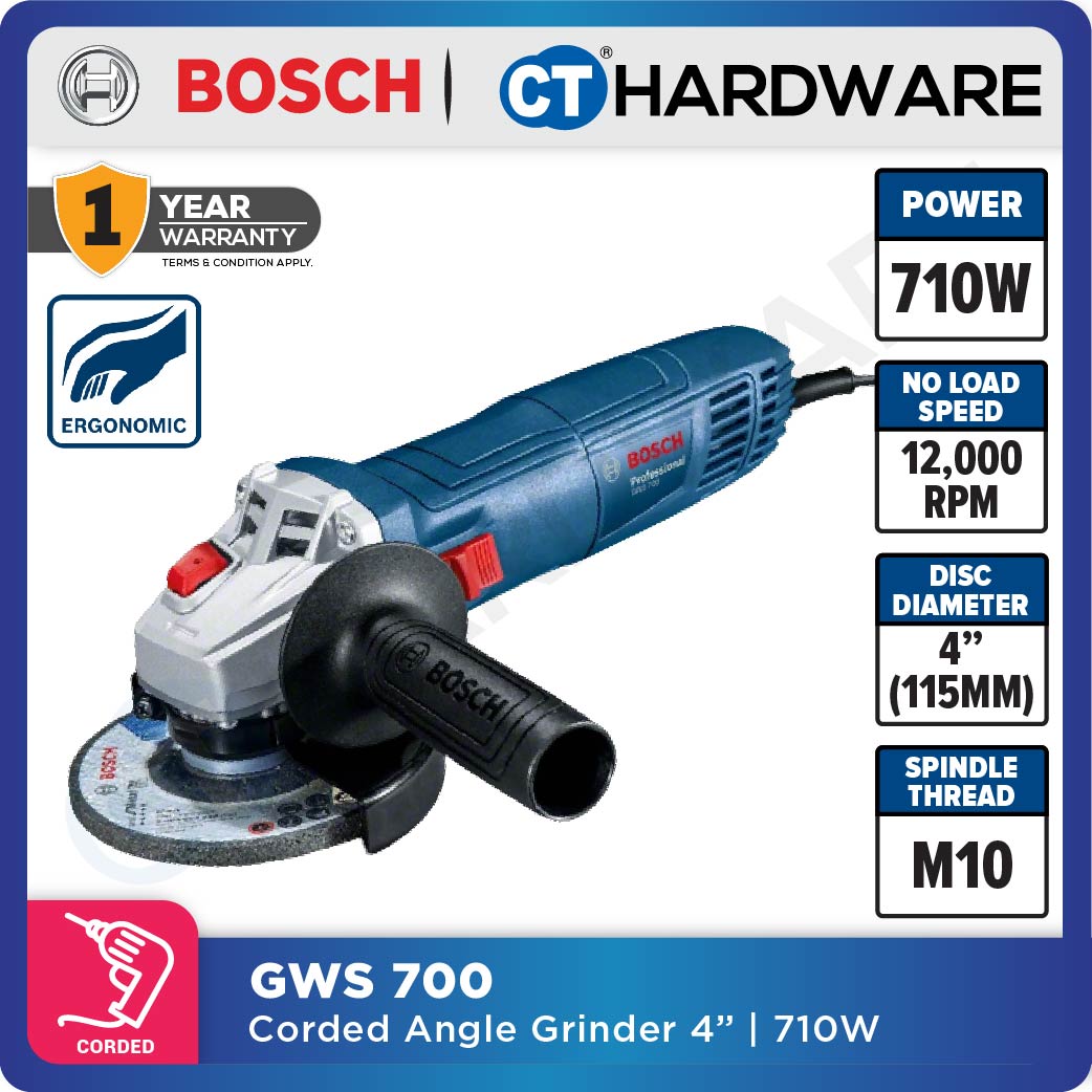 BOSCH GWS 700 Professional Angle Grinder 710W 4" 100mm [06013A31L0 | GWS700]