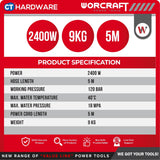 WORCRAFT HC24-120 HIGH PRESSURE CLEANER  2400W | 120BAR | 6.5L/MIN [ HC24120 ]