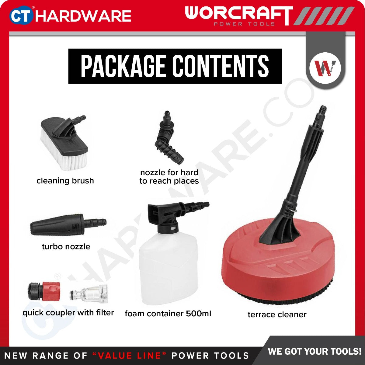 WORCRAFT HC24-120 HIGH PRESSURE CLEANER  2400W | 120BAR | 6.5L/MIN [ HC24120 ]