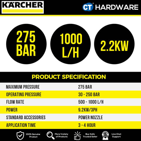 Karcher HD 10/25-4S Professional High Pressure Washer 8800W 3PH 280 Bar 1000lph [HD10254S | 12869540]