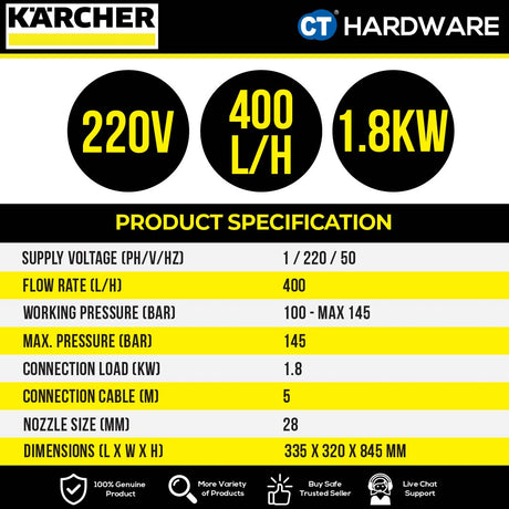 Karcher HD 4/10 X CLASSIC Professional High Pressure Washer 1800W 145 Bar 400lph [HD410XCLASSIC | 15209760]