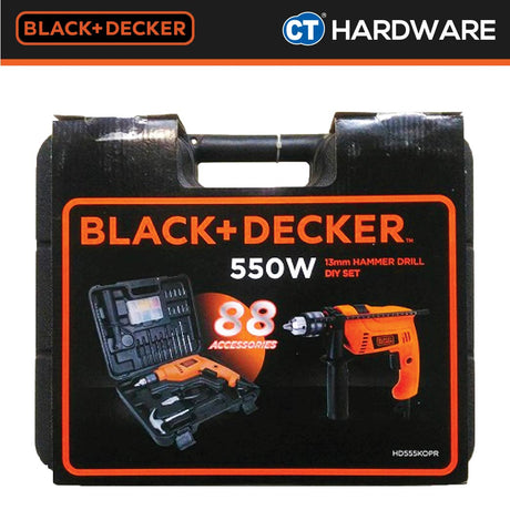 Black & Decker HD555KOPR Hammer Drill 550W 13mm Kitbox