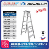 EVERLAS HDDS HEAVY DUTY DOUBLE SIDED LADDER FOR GENERAL HOUSEHOLD STEPS: 4 - 16 HEIGHT: 1229MM - 3952MM
