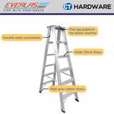 EVERLAS HDDS HEAVY DUTY DOUBLE SIDED LADDER FOR GENERAL HOUSEHOLD STEPS: 4 - 16 HEIGHT: 1229MM - 3952MM