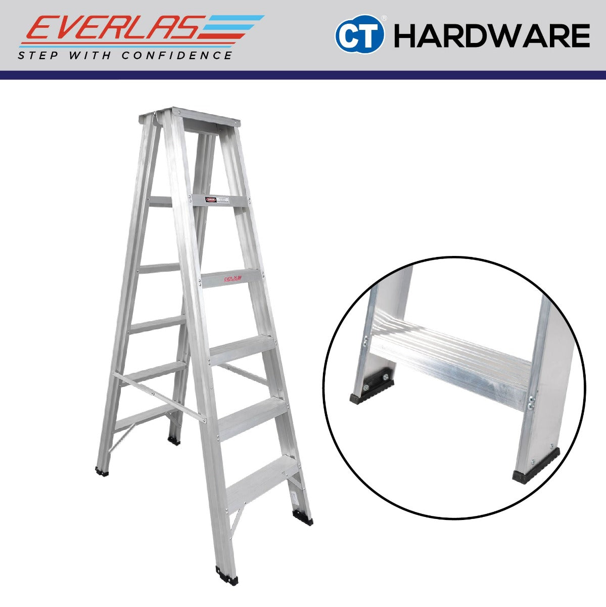 EVERLAS HDDS HEAVY DUTY DOUBLE SIDED LADDER FOR GENERAL HOUSEHOLD STEPS: 4 - 16 HEIGHT: 1229MM - 3952MM