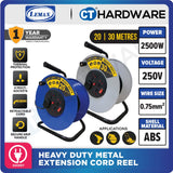 LMX ER920W | ER930W HEAVY DUTY METAL EXTENSION CORD REEL 20 METER | 0.75MM2x3 CORE WIRE | 4 SOCKET | THERMAL CUT OFF