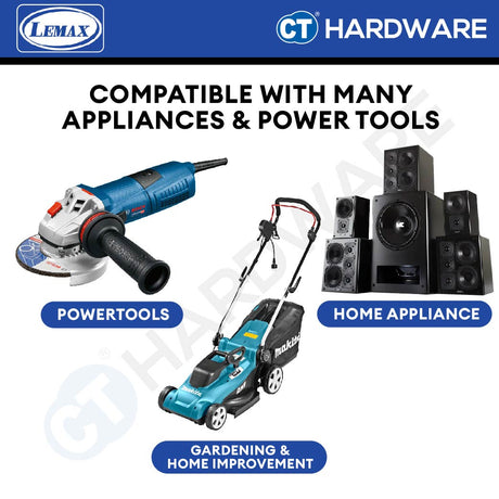 LMX ER920W | ER930W HEAVY DUTY METAL EXTENSION CORD REEL 20 METER | 0.75MM2x3 CORE WIRE | 4 SOCKET | THERMAL CUT OFF