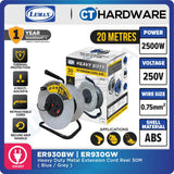 LMX ER920W | ER930W HEAVY DUTY METAL EXTENSION CORD REEL 20 METER | 0.75MM2x3 CORE WIRE | 4 SOCKET | THERMAL CUT OFF