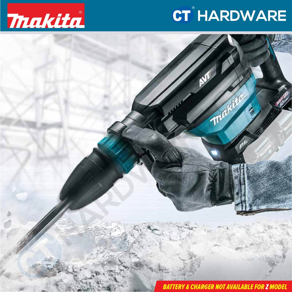 MAKITA HM002GZ03 CORDLESS DEMOLITION HAMMER 40V X 2 11/16" 950-1900IPM 20.9J W/O BATTERY & CHARGER (SOLO)