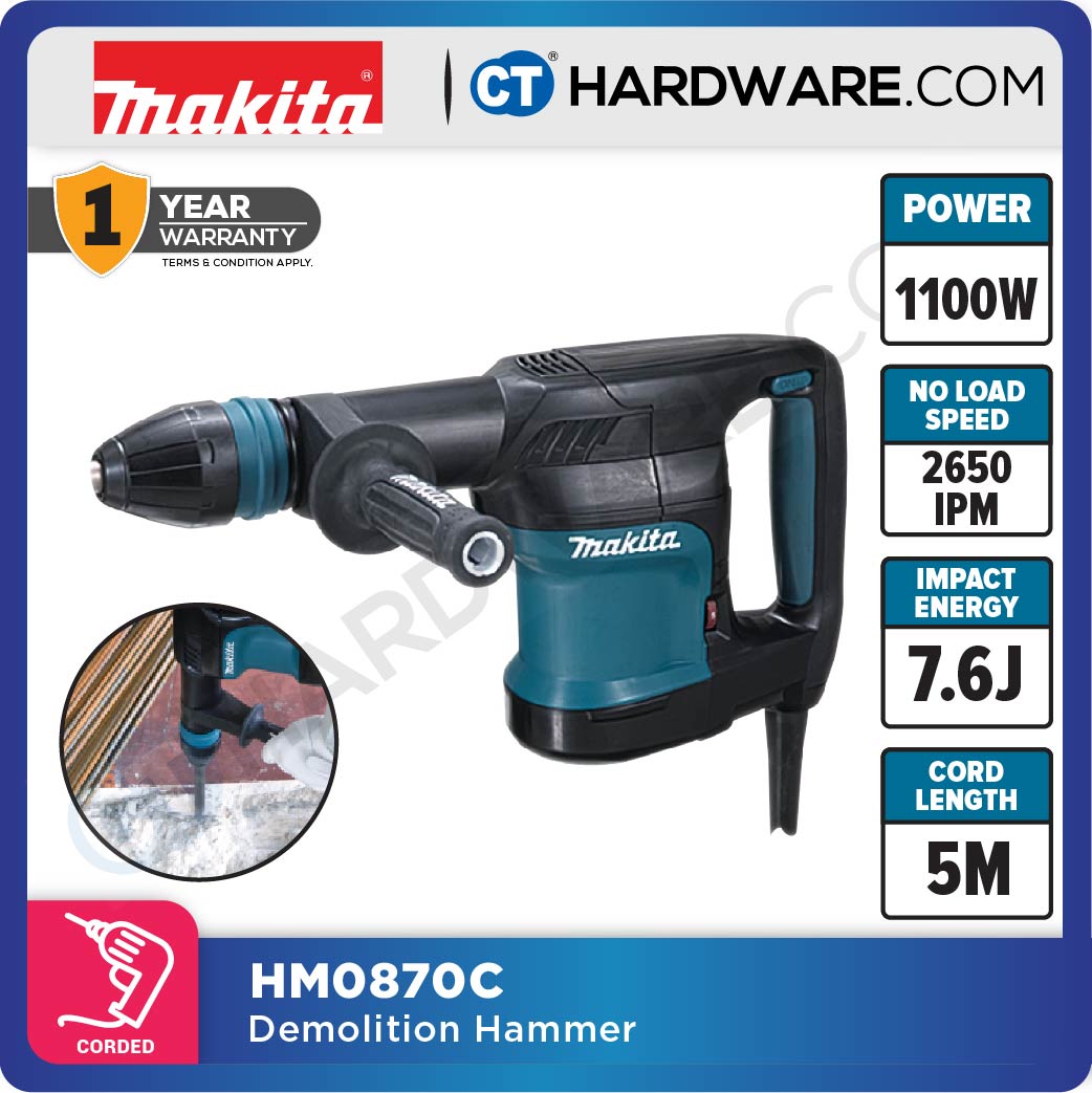 MAKITA HM0870C DEMOLITION HAMMER 1100W 1100-2650IPM