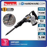 MAKITA HM1201 DEMOLITION HAMMER 1130W 8.7KG ( HEX SHANK 21MM )