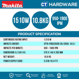 MAKITA HM1213C 1510W ADAPTED FOR SDS-MAX BITS DEMOLITION HAMMER